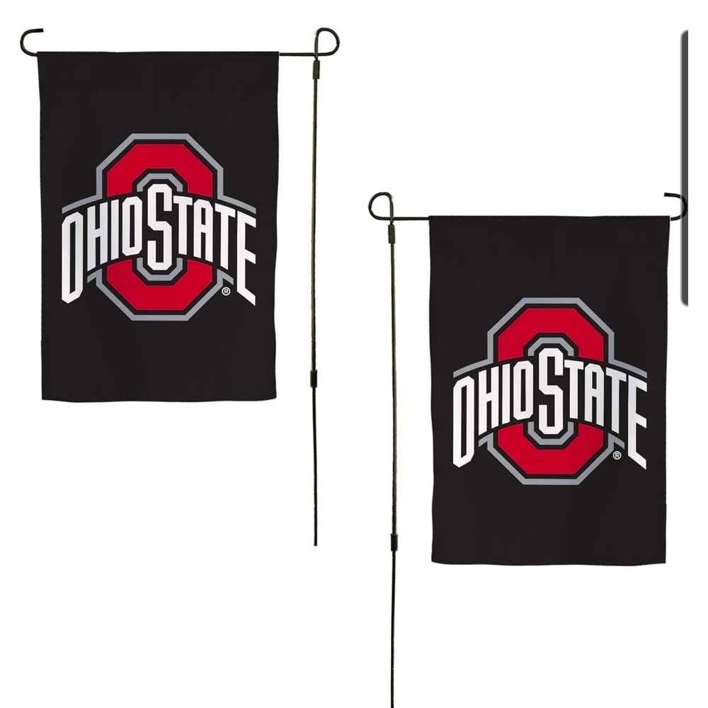 Ohio State Buckeyes Garden Flag Double Sided 12x19 Black 3-Ply Outdoor Decor
